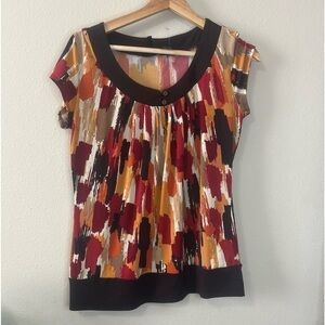 New Direction Petite Blouse Top Orange Brown  Size PM